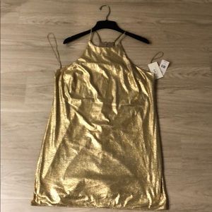 Halston Gold Cocktail Dress Size 14 NWT